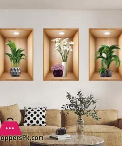 3D Plant Vase Wall Sticker Home Decoration Self Adhesive Bedroom Livng Room-30X45Cm - Image 2