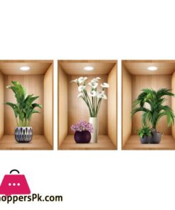 3D Plant Vase Wall Sticker Home Decoration Self Adhesive Bedroom Livng Room-30X45Cm - Image 3