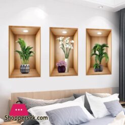 3D Plant Vase Wall Sticker Home Decoration Self Adhesive Bedroom Livng Room-30X45Cm