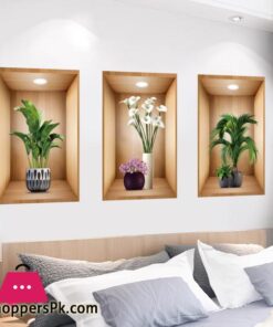3D Plant Vase Wall Sticker Home Decoration Self Adhesive Bedroom Livng Room-30X45Cm - Image 4