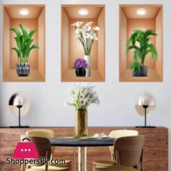 3D Plant Vase Wall Sticker Home Decoration Self Adhesive Bedroom Livng Room-30X45Cm