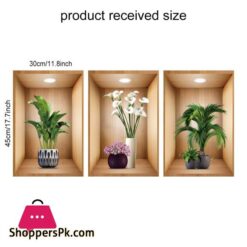 3D Plant Vase Wall Sticker Home Decoration Self Adhesive Bedroom Livng Room-30X45Cm