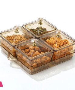 4 Grids Dry Fruits Tray Food Storage Organizer Food Storage Box Divided Serving Container