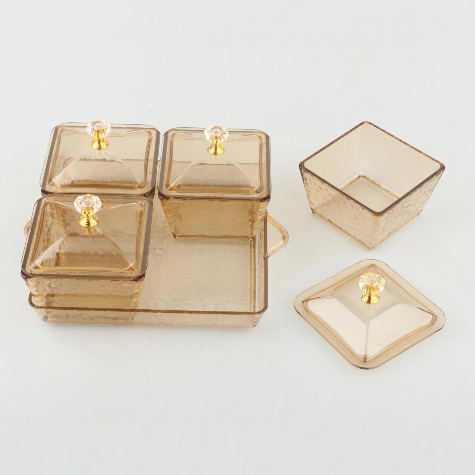 4 Grids Dry Fruits Tray Food Storage Organizer Food Storage Box Divided Serving Container