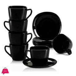 Opal Black Glass Marble Cup And Saucer Set 9 Opal Black Glass Marble Cup And Saucer Set