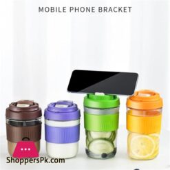 Portable Straw Coffee Cup Children Glass Glass Cup Anti-Scald Sealed Drinking Water Bottle - 400Ml