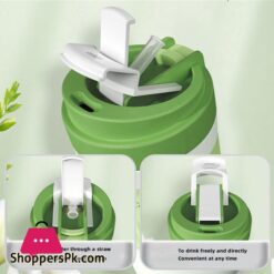 Portable Straw Coffee Cup Children Glass Glass Cup Anti-Scald Sealed Drinking Water Bottle - 400Ml