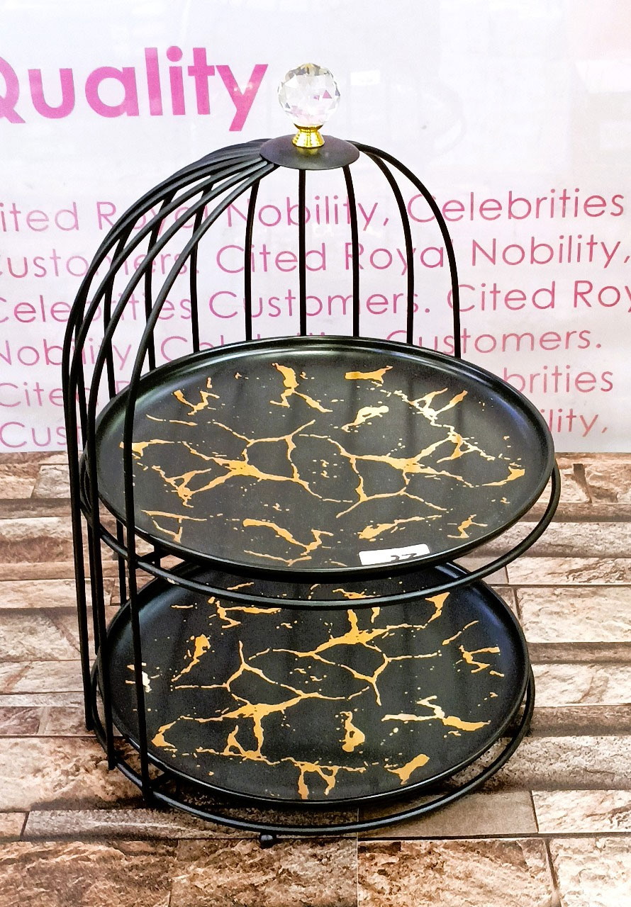 Western Restaurant Ceramic Cake Rack Living Room Fruit Dessert Cake Rack Storage Shelf 2-Layer Cake Rack