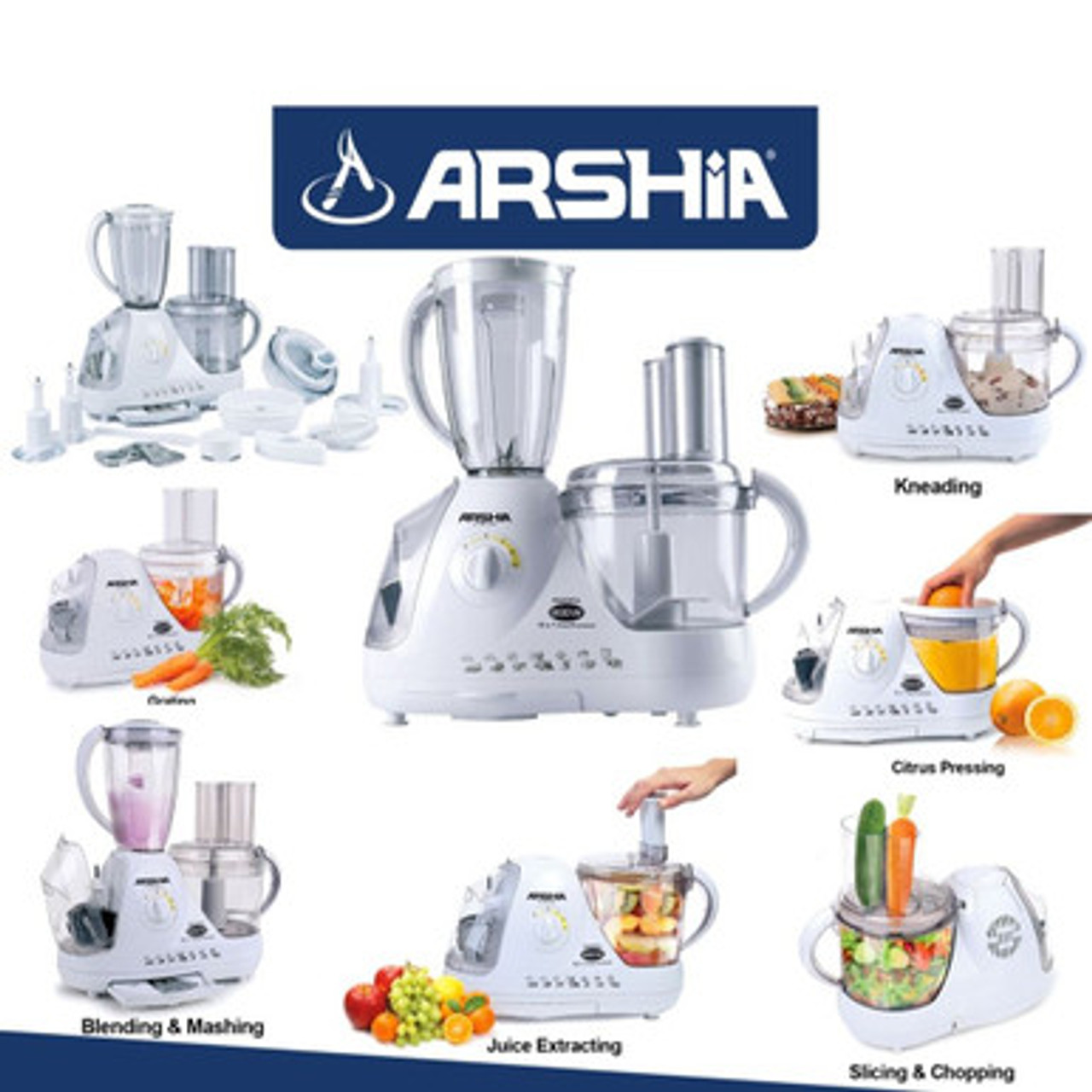 Arshia 12 In 1 Food Processor 800W Multipurpose Kitchen Appliance - 1378