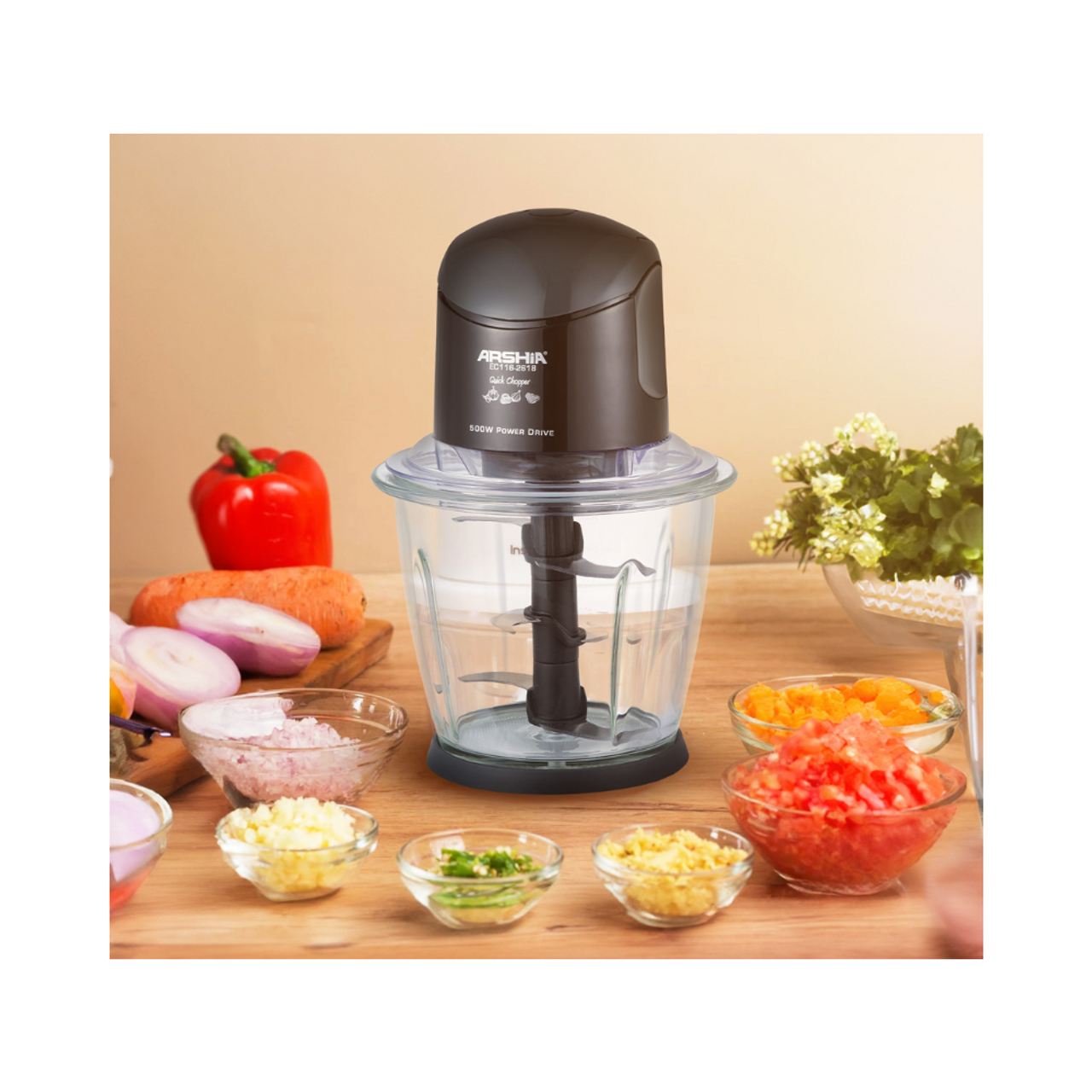 Arshia Electric Chopper 6 Blades Black - 2618