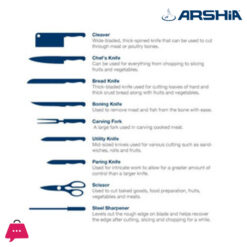 Arshia German Steel 10Pc Kitchen Knife Set Non Stick Sharp Blades - 1339