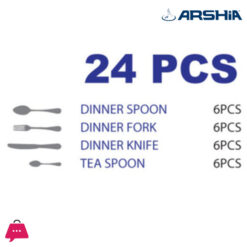 Arshia Stainless Steel Cutlery Set 24Pcs Gold &Amp; Silver - Tm064Gs-1763 5 Arshia Stainless Steel Cutlery Set 24Pcs Gold &Amp; Silver - Tm064Gs-1763