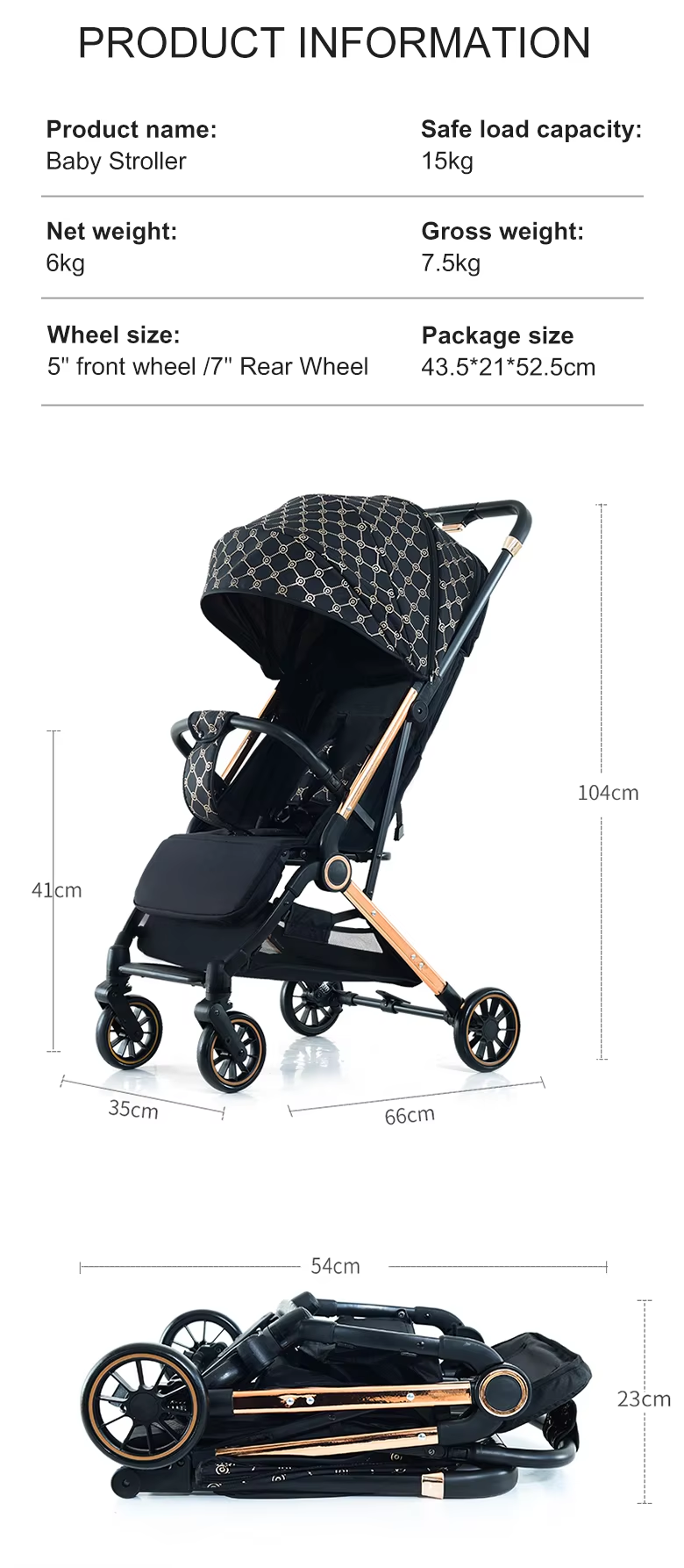 Burbuy Baby Stroller Lightweight Adjustable X6