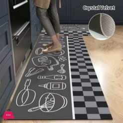 Crystal Velvet Absorbent Long Rug Kitchen Foot Mat Living Room Rug Set Of 2