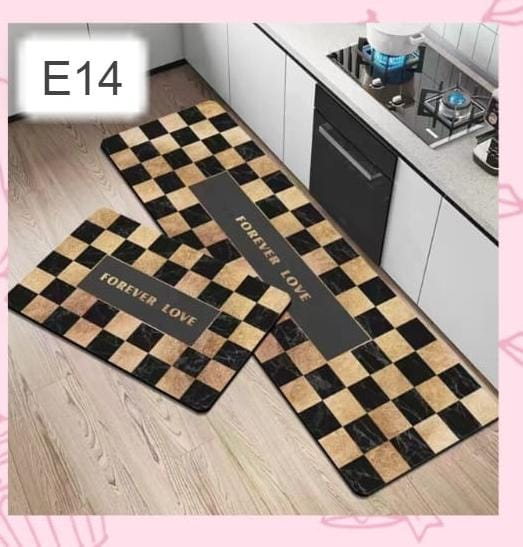 Crystal Velvet Absorbent Long Rug Kitchen Foot Mat Living Room Rug Set Of 2