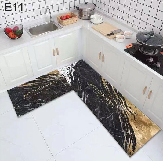 Crystal Velvet Absorbent Long Rug Kitchen Foot Mat Living Room Rug Set Of 2