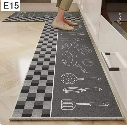 Crystal Velvet Absorbent Long Rug Kitchen Foot Mat Living Room Rug Set Of 2