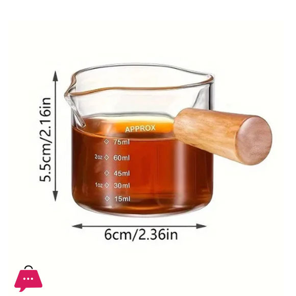 Heat-Resisting Double Nozzle Espresso Shot Glass With Wooden Handle