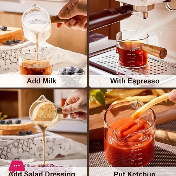 Heat-Resisting Double Nozzle Espresso Shot Glass With Wooden Handle