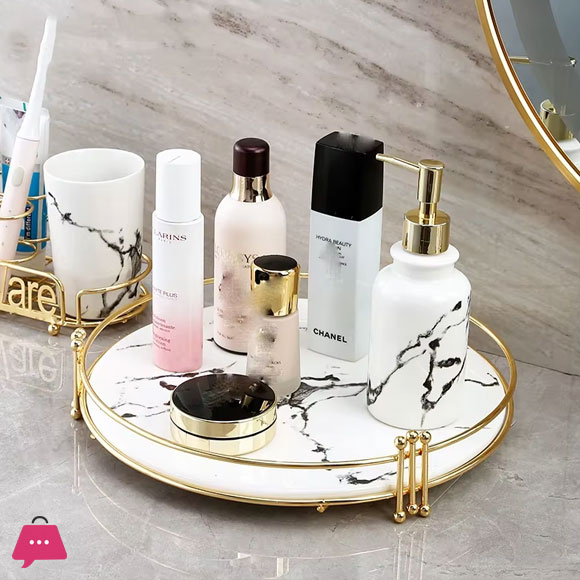 Marble Color Pattern Toiletries Stand Storage Rack Bedroom Cosmetics Facial Care Product Rack Home Decoration