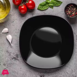 Opal Black Glass Marble Dinner Plate 25Cm 6-Pcs