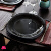 Opal Black Glass Marble Quarter Plates 23Cm 6-Pcs