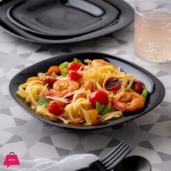 Opal Black Glass Marble Soup Plate 23Cm 6-Pcs