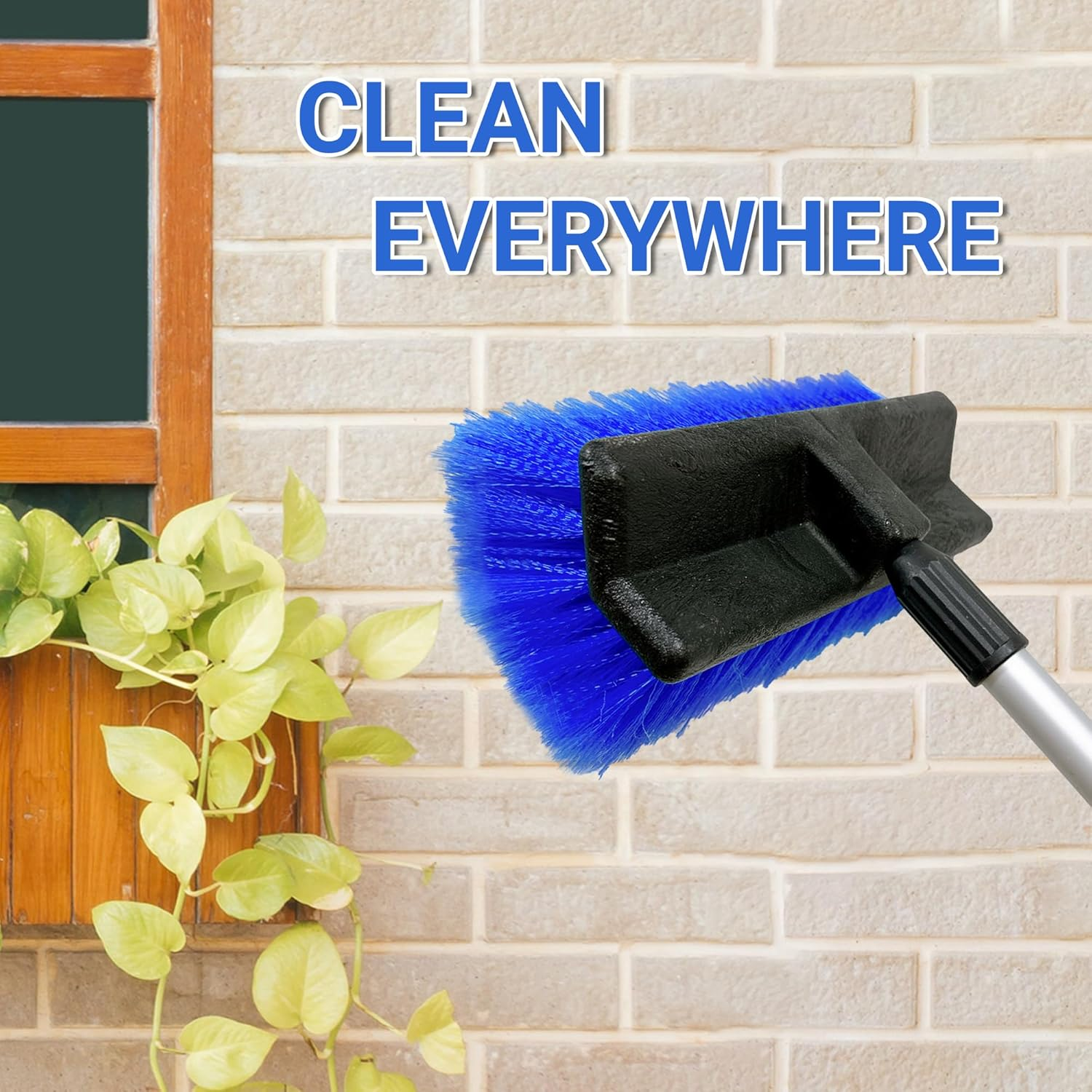 Solar Panel Cleaning Pole With Soft Brush Water Through And Instant On/Off Switch Valve - 4 Feet