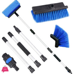 Solar panel Cleaning Pole with soft brush water through and instant ON/OFF switch Valve - 4 Feet