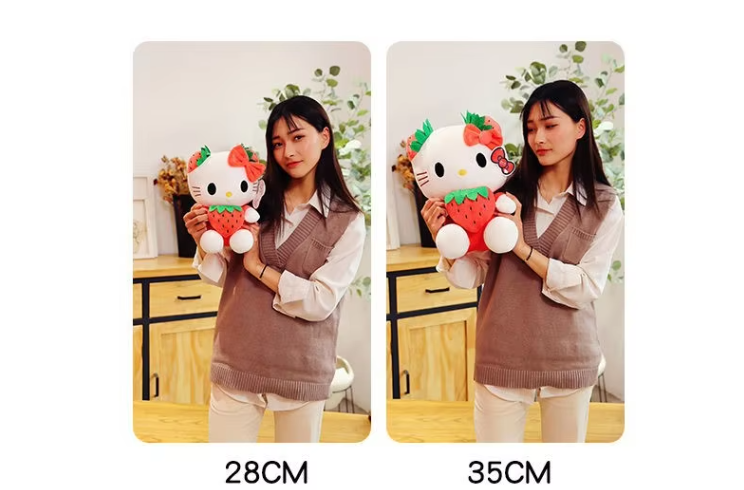 Strawberry Hello Kitty Plush Doll Cartoon Doll 35Cm 12 Strawberry Hello Kitty Plush Doll Cartoon Doll 35Cm