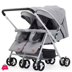 Twin Lightweight Travel Stroller Double Shock Absorbing Stroller Folding Stroller Newborn Baby Two-Way Swivel Seat Baby Stroller