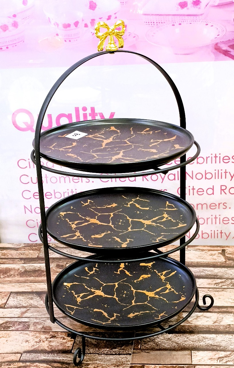 Western Restaurant Ceramic Cake Rack Living Room Fruit Dessert Cake Rack Storage Shelf 3-Layer Cake Rack