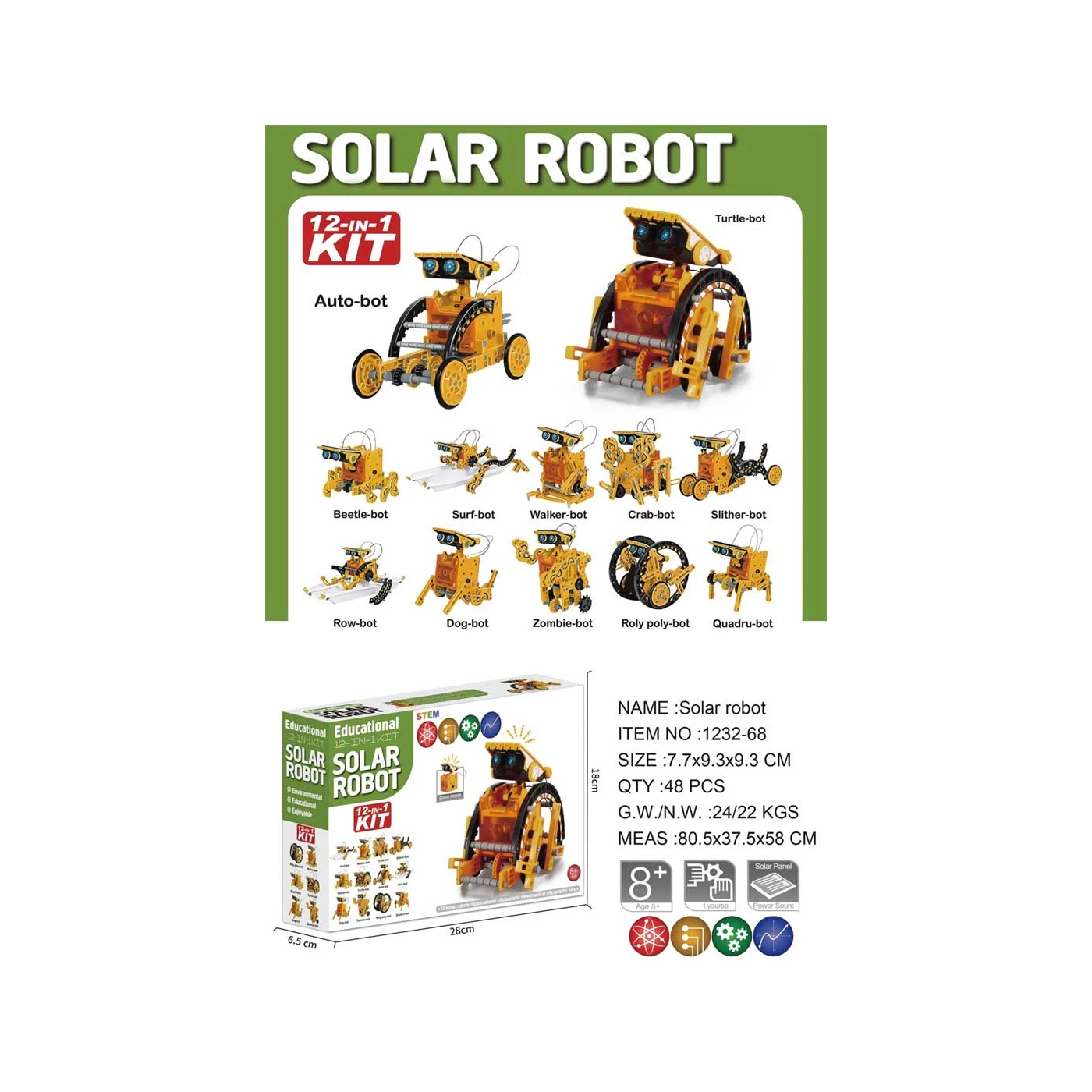 12 In 1 Solar Robot Solar Vehicle Set Orange 4 12 In 1 Solar Robot Solar Vehicle Set Orange