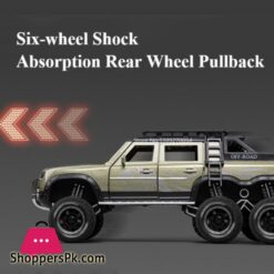 1/24 Land Rover Defender Car Model Pickup Truck 6X6 Toy Metal Body Rubber Tire Sound Light Pull Back