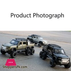 1/24 Land Rover Defender Car Model Pickup Truck 6X6 Toy Metal Body Rubber Tire Sound Light Pull Back