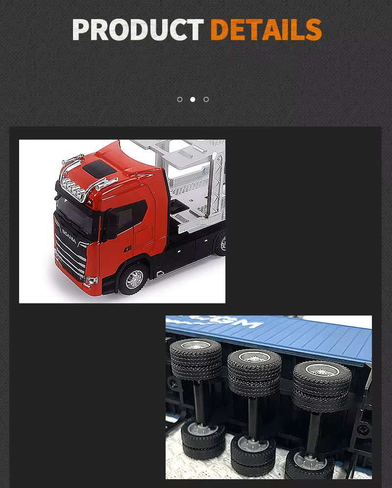 1 50 Diecast Alloy Truck Head Model Toy Container Truck Pull Back With Light