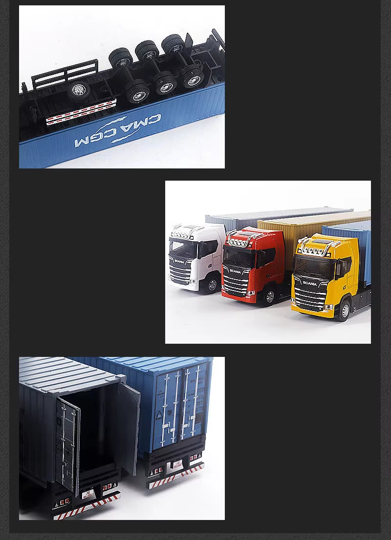 1 50 Diecast Alloy Truck Head Model Toy Container Truck Pull Back With Light