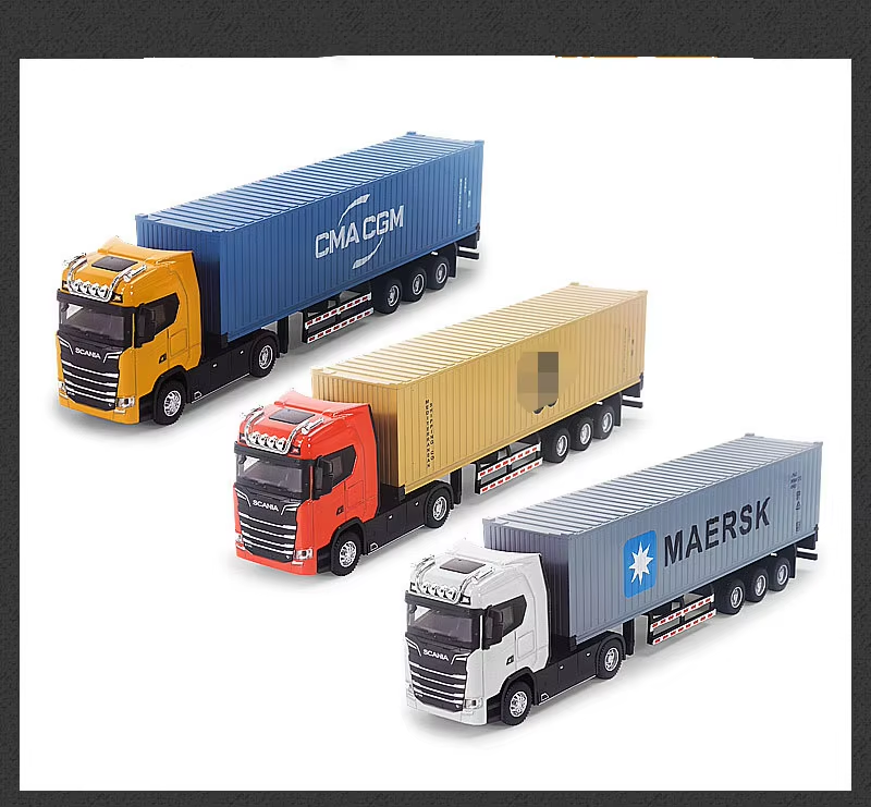 1 50 Diecast Alloy Truck Head Model Toy Container Truck Pull Back With Light