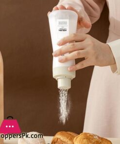 350ml Kitchen Flour Squeeze Container with Lid Baking Sugar Powder Dinspenser Condiment Barbecue Seasoning Bottle Coffee Powder Storage Bottle