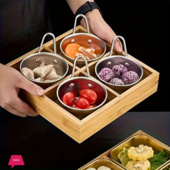 4 Grid Divided Wooden Tray Safe Material Dried Fruit Food Storage Container 9 4 Grid Divided Wooden Tray Safe Material Dried Fruit Food Storage Container