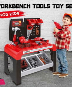 46-Pcs Workbench Tool Table Kids Toy Tool Bench Set, Construction Workshop with Electric Drill and Realistic Tools Toy for 3+ Years Old Kids
