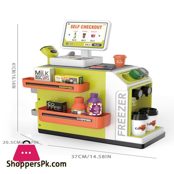 46Pcs Mini Supermarket Cash Register Toy Coffee Machine Cashier With Sound Light 4 46Pcs Mini Supermarket Cash Register Toy Coffee Machine Cashier With Sound Light - Image 2