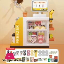 46Pcs Mini Supermarket Cash Register Toy Coffee Machine Cashier With Sound Light 12 46Pcs Mini Supermarket Cash Register Toy Coffee Machine Cashier With Sound Light