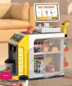 46Pcs Mini Supermarket Cash Register Toy Coffee Machine Cashier With Sound Light