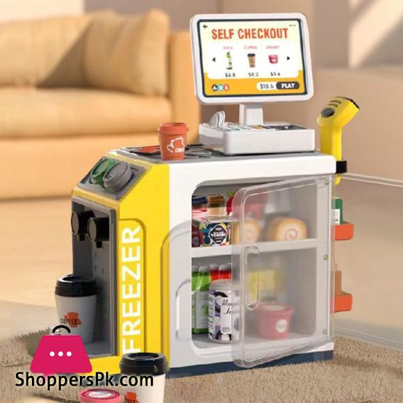 46Pcs Mini Supermarket Cash Register Toy Coffee Machine Cashier With Sound Light 3 46Pcs Mini Supermarket Cash Register Toy Coffee Machine Cashier With Sound Light