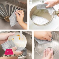 5 Pack Wire Dishwashing Rags Multipurpose Wire Dishwashing Rags For Wet And Dry Non Scratch Wire Dishcloth Multifunctional Kitchen Cleaning Cloths For Dishes Sinks Counters Stove Tops