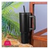 Ajf Plain Stainless Steel Vacuum Insulated Tumbler With Lid Straw 1800Ml Black