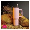 Ajf Plain Stainless Steel Vacuum Insulated Tumbler With Lid Straw 1800Ml Pink