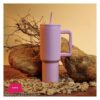 Ajf Plain Stainless Steel Vacuum Insulated Tumbler With Lid Straw 1800Ml Purple