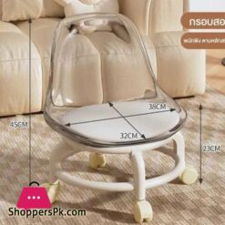 Acrylic 360 Rotatable Transparent Chair Small Mini Space Design High Resilience Durable Backrest Smart Wheels Ideal For Adults Kids Yellow